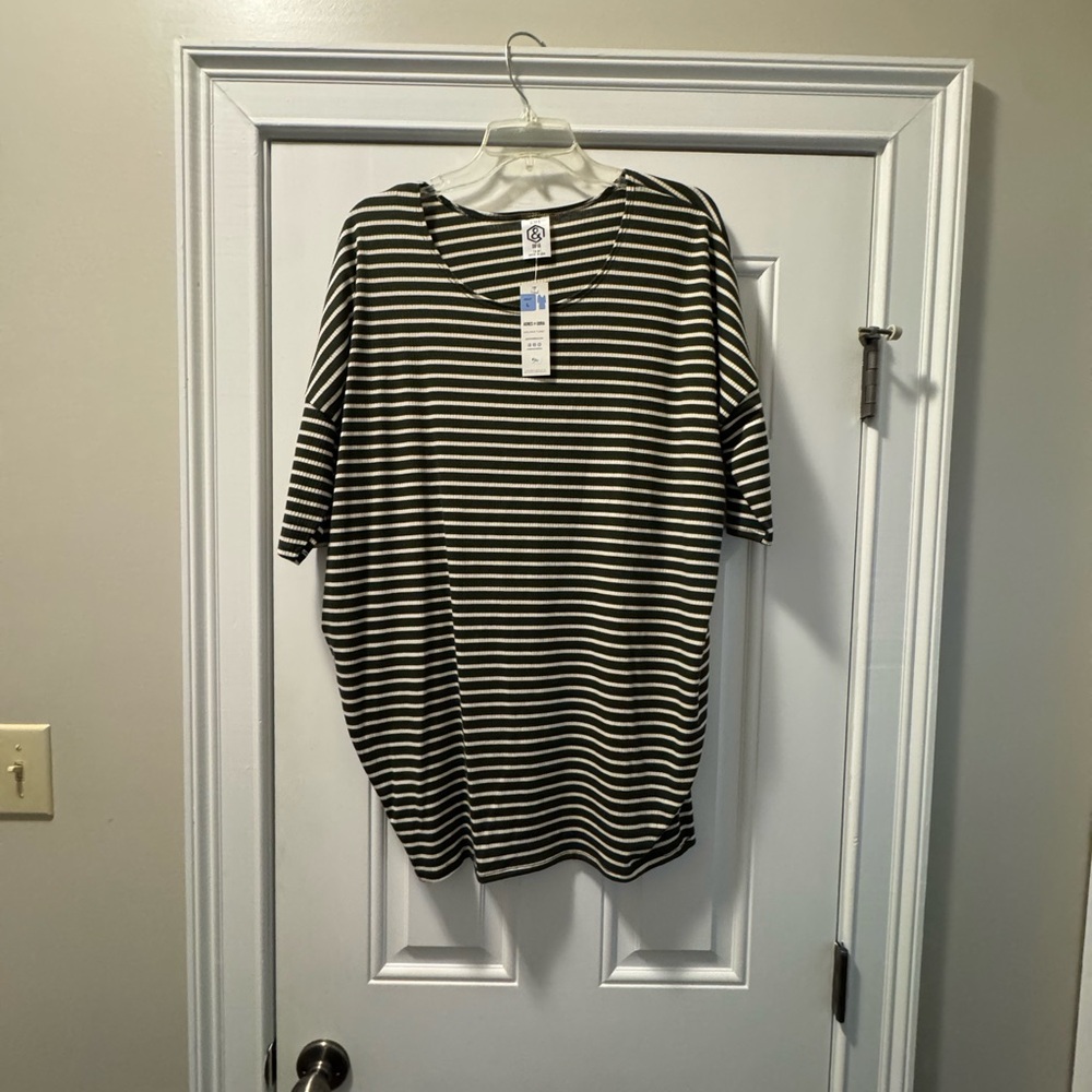 Agnes & Dora olive green and White Striped Dolman Tunic